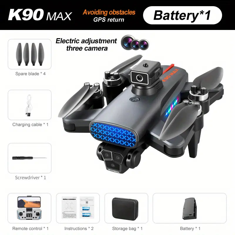 Oribital-K90 Max Drone GPS Positioning Electric Triple Cameras